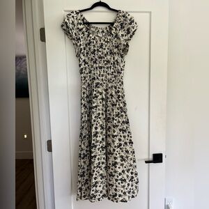 🌸 Navy & Cream Floral Maxi Dress – GAP Factory – Size S